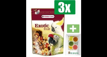 Versele-Laga Prestige Premium - Exotic Fruit Graanmix - Vogelvoer - 750 g - 3 Zakken - Inclusief 6 stuks PetsHome Fruitkuipjes