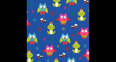 Kinder Inpakpapier met Uilen en Kikkers (30-100 cm, 200 m) |variant: 50 cm / 200 mtr.