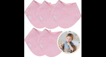 Funnies Bandana Slabbetjes 5 Stuks Roze - Set van 5 Zachte Slabbetjes - Kwijldoekjes - Spuugdoekjes - Gemaakt van 100% Katoenen Badstof - Absorberend, Zacht en Makkelijk Wasbaar - Ideaal voor Baby’s bij Voeden, Kwijlen en Spugen