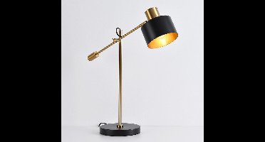 Zwarte kantelbare tafellamp met gouden details - Rhys