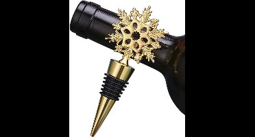 S&E - Kerst Wijnstopper - Sneeuwvlok Design - Goudkleurige Wijnfles Afsluiter - Luxe Kerstcadeau en Bar Accessoire