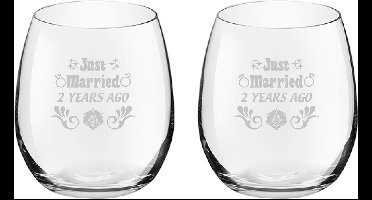 Gegraveerde set drinkglazen 39cl Just Married 2 years ago