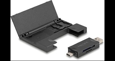 Delock Card Reader USB 5 Gbps USB Type-C™ / Type-A for SD and Micro SD memory cards with practical memory card case - black