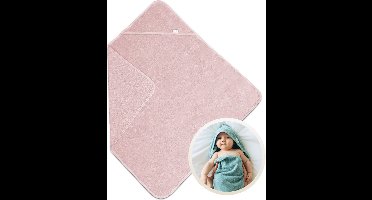 Funnies Badcape Blush 100x100 cm - 100% Katoenen Badstof - Zachte en Absorberende Baby Badcape - Handdoek met Capuchon - Grote Omslagdoek - Dikke Badstof - Voor na het Badderen - Makkelijk Wasbaar en Geschikt voor Gevoelige Huid
