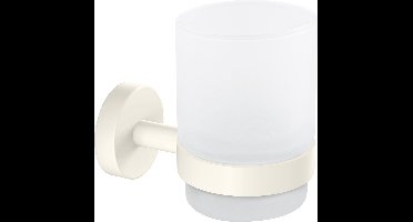 tesa tandenborstelhouder Moon White satijnglas beker mat wit zonder boren – 96x70x109mm