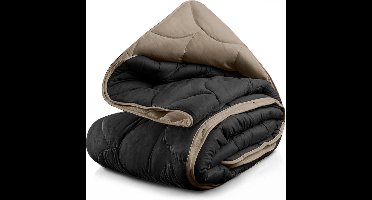 Lazy Dekbed & Dekbedovertrek in 1 - Double Face- Black taupe -240x200
