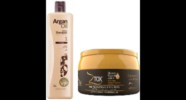 VIP kit Argan Olie Braziliaans keratine behandeling Formol vrij + 60 seconds mascara