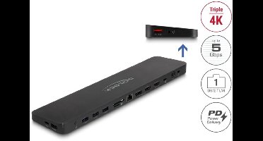 Delock USB Type-C™ Triple Display Docking Station with DisplayLink® 4K / USB 5 Gbps / LAN / SD / Audio / PD 80 W