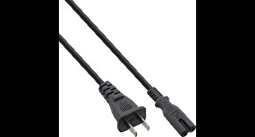 Stroomkabel met rechte C7 plug en rechte Chinese (type A) stekker - 2x 0,75mm / zwart - 1,8 meter