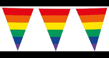 Giga Vlaggenlijn Regenboog 30x45cm 10 meter XXL - Verjaardag Feest Party Festival Poolparty Decoratie