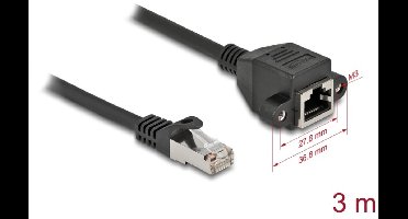 CAT6a sFTP verlengkabel 3 meter zwart