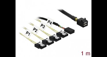 Kabel Mini SAS HD SFF-8643> 4 X SATA 7 PIN ARTERD + SIDEBAND 1 M