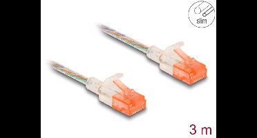 Delock RJ45 Network Cable Cat.6A U/UTP Slim 3 m transparent