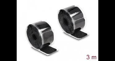 Delock Hook-and-loop pad on roll self-adhesive 45 x 50 mm - length 3 m black