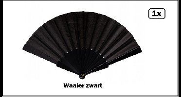 Waaier zwart - Carnaval optocht thema feest festival decoratie fun verkleedaccesoires