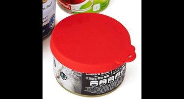 New Age Devi - Afsluit deksels - voor blikken van hondenvoer, kattenvoer en meer - Set van 2 - Duurzaam siliconen materiaal - Rood