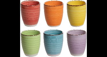 Studio Tavola Koffiekopjes Sunny Summer – Set Van 6 (160 ml) – Aardewerk – Vaatwasser-, Magnetron- & Ovenbestendig