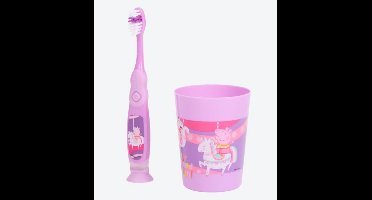 Peppa Pig Tandenborstelset voor kinderen 3+ met timer en zuignap - Paars