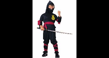 Rubies Ninja verkleed kostuum - zwart - voor kinderen - 5-delig - vechtsport carnavalskleding 140