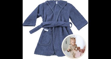 Funnies Badjas Silk Blue 0-12 Maanden Baby Badjas, Badjas Kinderen, Peuterbadjas - 100% Katoenen Badstof - Zacht en Absorberend - Perfect na Zwemmen, Douchen of Badderen - Ideaal als Cadeau voor Baby’s en Kinderen