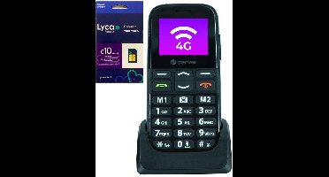 Denver - 4G - Senioren Mobiele Telefoon + Simkaart Geleverd - Grote Toetsen GSM - Big Button - Ouderen - Zwart