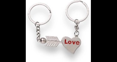 Sleutelhanger hart met pijl - 2 delig