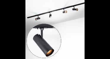 Modern 1-fase railsysteem 1,5 meter met Liam spots met gouden detail