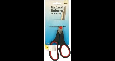 2 keukenscharen 20 cm met soft grip - rood/zwart - stainless steel