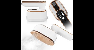 Mini Strijkijzer & Reis Strijkijzer Met Stoom - Inklapbare Handstomer & Kledingstomer - Kleine Draagbare Stoomstrijkijzer & Strijkmachine - Mini Stoomstrijkijzer & Stoomgenerator - Voor Stoom Strijken - 100 ml Waterreservoir - LCD-Display - Wit