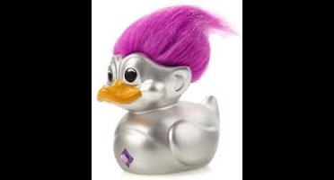 Numskull - TUBBZ Badeend - Trolls - Zilveren trol (grijs met paars haar) (Eerste Editie) - 9cm - CONFIDENTIAL