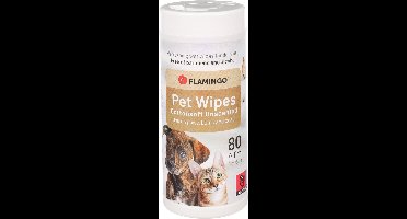 Flamingo vochtige doekjes -poten, vacht en achterwerk voor honden en katten - 80 st - 18x16cm verfrissend - vrij van parabenen - alcohol-vrij
