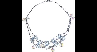 Ketting zilver met bolletjes en stenen hanger transparant