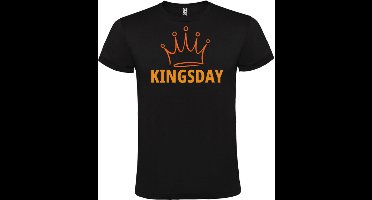 Koningsdag Vibes - Zwart Shirt met Feestelijke Tekst - Kingsday - Maat L