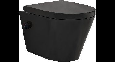 Sanifun rimless hangtoilet Heers met warm - koud water bidet-functie mat zwart 520
