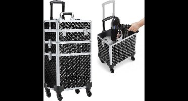 ApexArte® Kapperskoffer - Kapperstas - Visagie - Cosmetica Organizer - Zwart