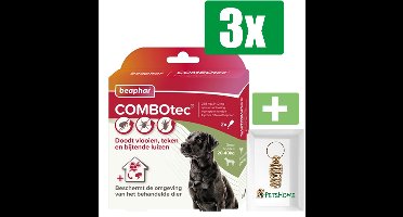 Beaphar Combotec Anti Teken- en Vlooiendruppels Hond 20-40 kg 2 pipetten - 3 Stuks - Inclusief PetsHome Goudkleurige Adreskoker