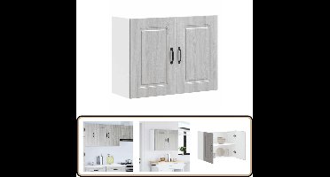 vidaXL Keukenwandkast Kalmar - Grijs Sonoma Eiken Keukenwandkast - Opslagruimte - Houten Kast - Grijze Kast - Sonome Eiken