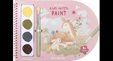 Little Dutch verfboek Fairy Garden - knutselboek tekenen en schilderen, incl kwast en 4 kleuren verf - peuter kleuter - vakantieboek - speelgoed 3 jaar