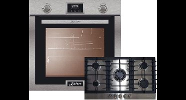 Kaiser - Inbouwoven - kookplaat - EG 6372 - met 1-voudige telescoopgeleider - inbouwgasoven - zelfreinigend - 79L - KG 9356 Turbo roestvrijstalen gaskookplaat - rvs kookplaat - rvs86 cm