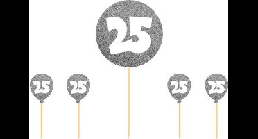 Folat - Taart Topper Zilverkleurige 25 Jaar