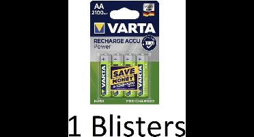 4 Stuks (1 Blister a 4 st) Varta Oplaadbare Batterij Recharge Accu Power AA 2100mAh