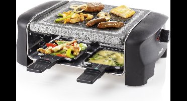 Princess Gourmetstel 162810 - Raclette Steengrill Party – 4 personen – 21 x 21 cm - Regelbare thermostaat - 600W - PFAS Vrij