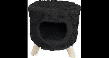 Poef rond pluche met gat Ø 42x50 cm, zwart.