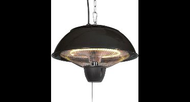 Perel Terrasverwarmer, 1500 W, halogeen, plafondmontage, met trekschakelaar, ketting, 1 warmteniveau, plensdicht, metaal, zwart