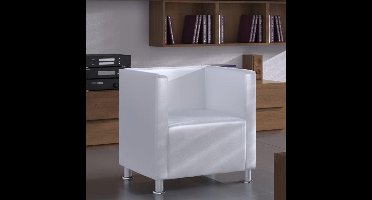 vidaXL Fauteuil kubus kunstleer wit