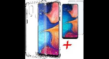 Hoesje geschikt voor Samsung Galaxy A20e - Transparant Shock Proof + Screen Protector Full