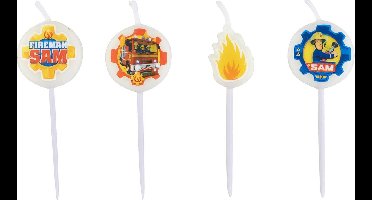 AMSCAN - 4 kleine Sam de Brandweerman kaarsjes