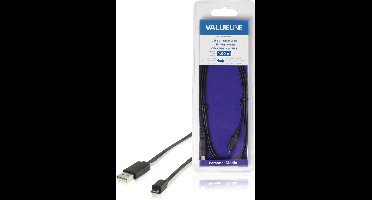 USB 2.0 Kabel USB A Male - Micro-B Male Plat 1.00 m Zwart