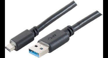 USB-C naar USB-A kabel - USB3.0 - tot 2A / zwart - 1 meter