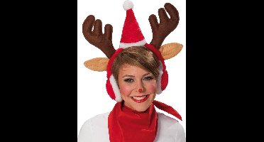 Rendier haarband met oorwarmers voor volwassenen - Verkleedattribuut